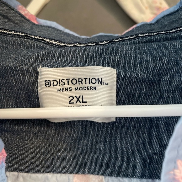 Distortion Men's Modern Short Sleeve Pineapple Print Button-Up Shirt Size XXL - Picture 2 of 5